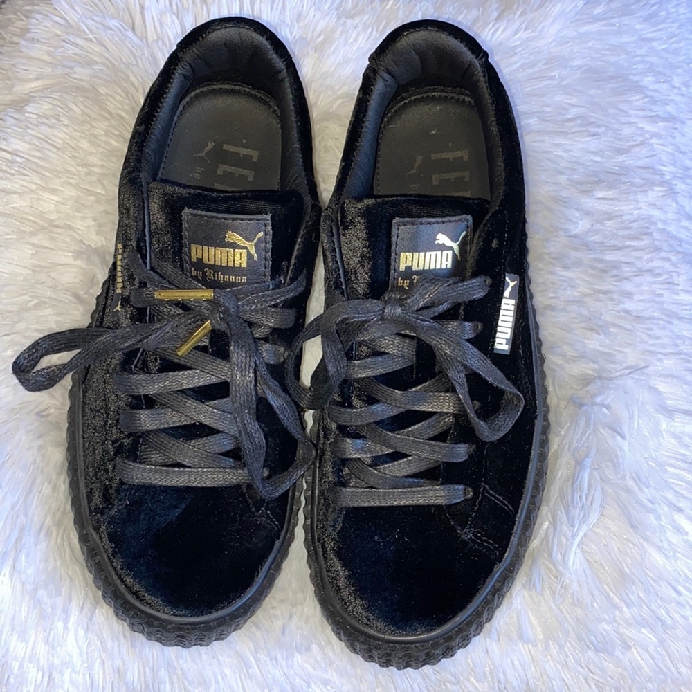 Fenty by Rihanna Puma Platform Black Velvet Creepers